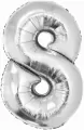 Balon foliowy Smart cyfra 8 srebrny 76cm - tantis.pl