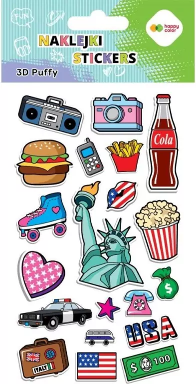 Naklejki 3D Puffy Funky Usa 10x20cm HAPPY COLOR - tantis.pl
