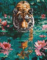 Diamentowa mozaika - Tygrys na polowaniu 40x50cm - tantis.pl