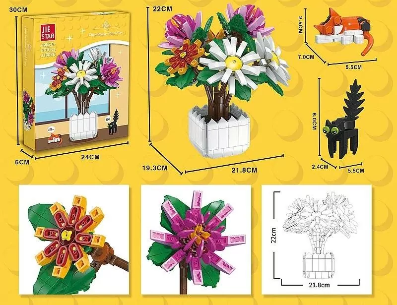 Klocki kwiaty - Chryzantema 900el - tantis.pl