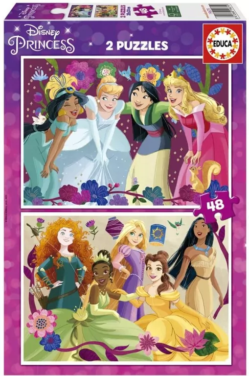 Puzzle 2x48 Księżniczki z bajek Disneya - tantis.pl