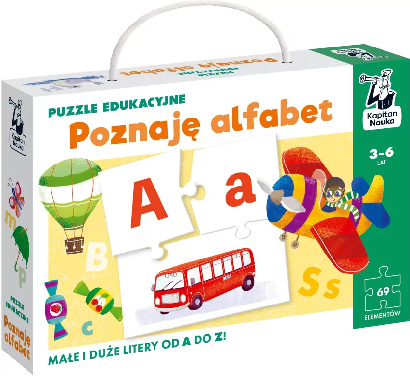 Kapitan nauka. Puzzle edukacyjne. Alfabet 3-6 lat - tantis.pl