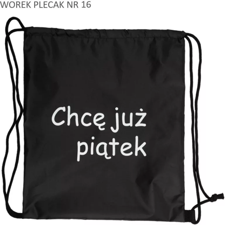 Worek plecak czarny Chcę już piątek - tantis.pl