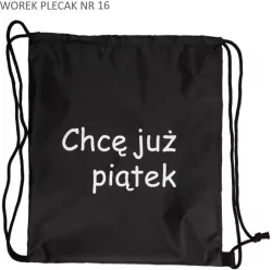 Worek plecak czarny Chcę już piątek