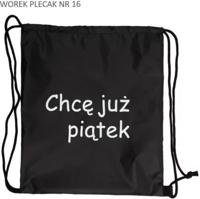 Worek plecak czarny Chcę już piątek