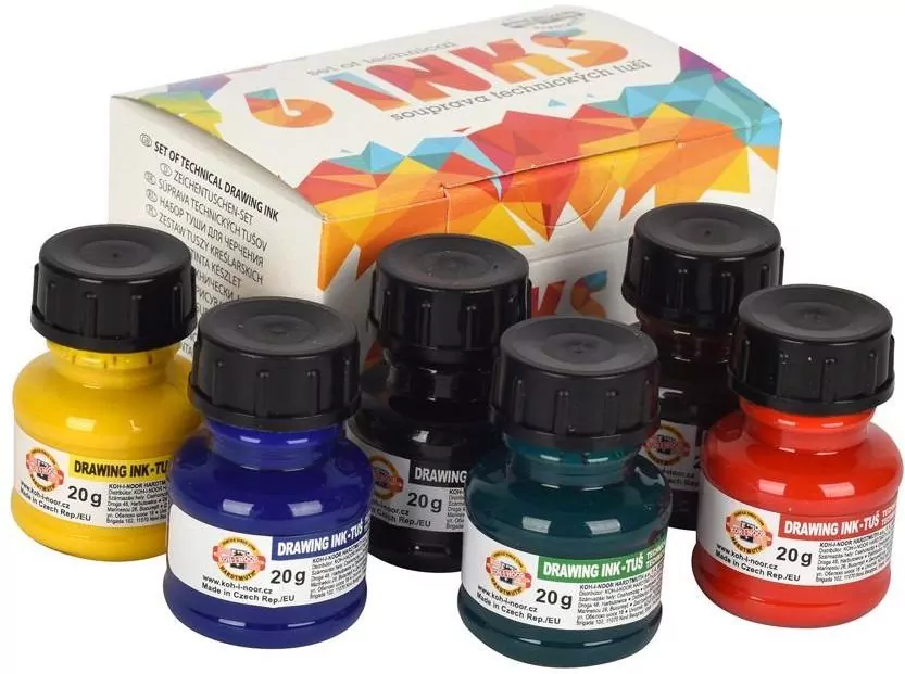 Tusz kreślarski. 6 kolorów - tantis.pl