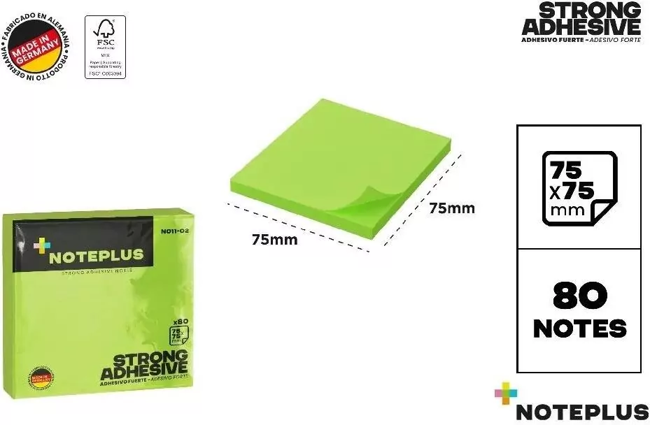 Karteczki samoprzylepne 75x75mm 80K zielone - tantis.pl