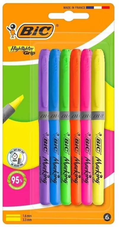 Zakreślacz Grip mix 6szt BIC - tantis.pl