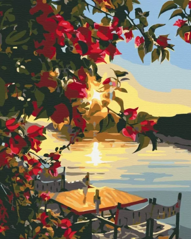 Malowanie po numerach BRUSHME 40x50 cm Zachód Słońca na Molo - tantis.pl