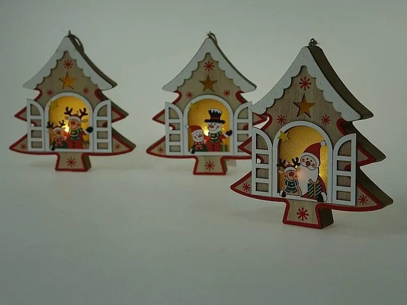 Ozdoba świąteczna drewniana ze światłem MIX - tantis.pl