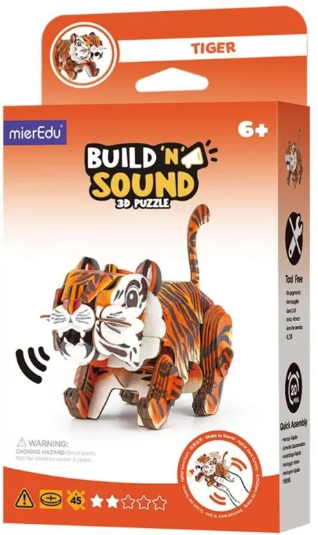 Puzzle 3D. Buduj i słuchaj - Tygrys - tantis.pl