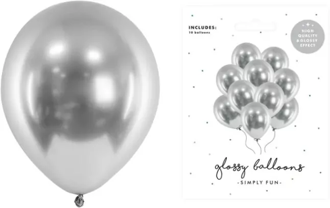 Balony Glossy srebrne 30cm 10szt - tantis.pl
