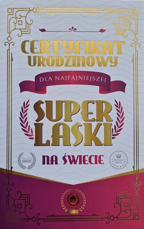 Karnet Certyfikat Urodzinowy Super Laski - tantis.pl