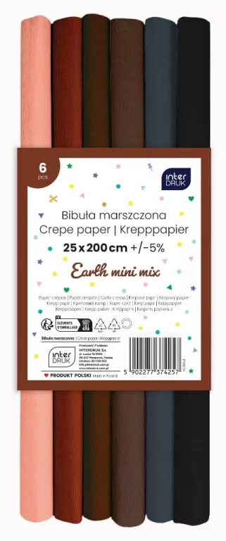 Bibuła marszczona Earth mini mix 200x25cm - tantis.pl