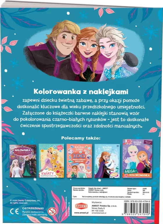 Disney Kraina Lodu. Kolorowanka z naklejkami - tantis.pl