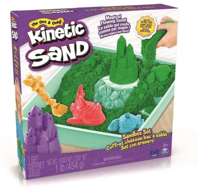 Kinetic Sand. Piasek z foremkami zielony - tantis.pl