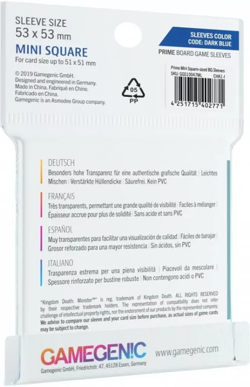 Koszulki na karty Mini Kwadrat 53x53mm 50 sztuk - tantis.pl