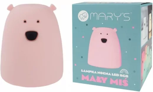 Lampka nocna LED RGB Miś mały różowy - tantis.pl