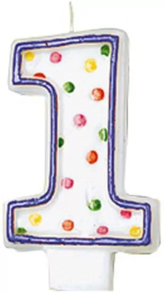 Świeczka cyferka 1 kropki 7,6cm - tantis.pl