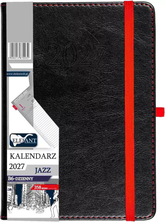 Kalendarz Jazz 2027 B6 dzienny czarny - tantis.pl