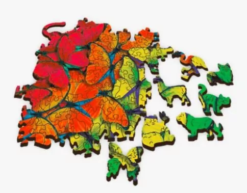 Puzzle drewniane 500+1. Tęczowe motyle - tantis.pl