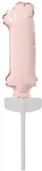 Balon foliowy mini cyfra 1 pastel różowa 4x12cm - tantis.pl