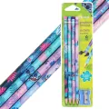 Ołówki trójkątne z gumką temperówka Disney Core Stitch blister, 4 sztuki - tantis.pl