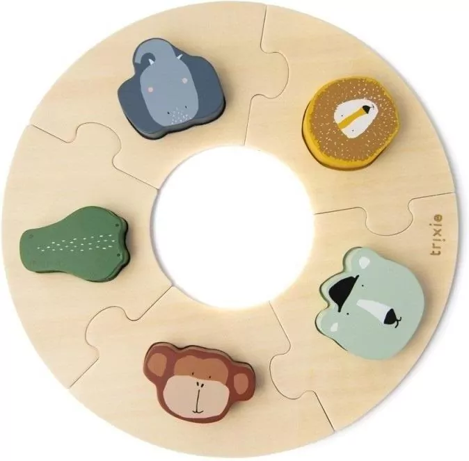 Puzzle drewniane okrągłe ze zwierzątkami - tantis.pl