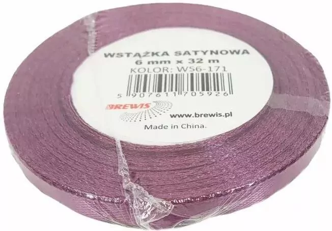 Wstążka satynowa śliwkowa 6mm x 32m - tantis.pl