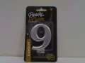 Świeczka B&C 9 metalik srebrna 8,0cm - tantis.pl