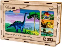 Puzzle drewniane 4w1. Dinozaury