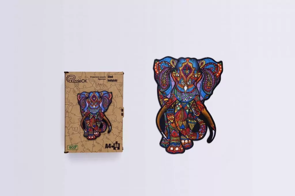 Puzzle drewniane eko 68. Słoń indyjski - tantis.pl