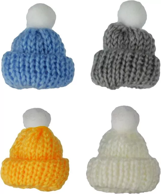 Czapeczki włóczkowe z pomponem, 4 sztuki - tantis.pl