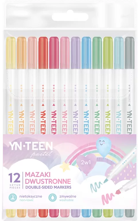 Interdruk. Mazaki dwustronne pastel, 12 kolorów - tantis.pl