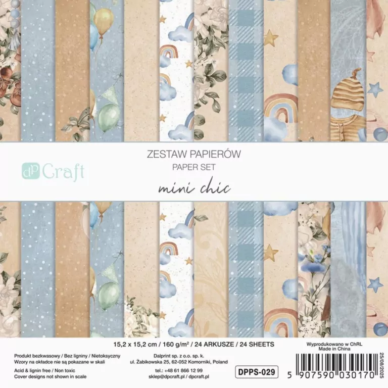 Zestaw papierów mini chic 15,2x15,2cm 24 kartki - tantis.pl