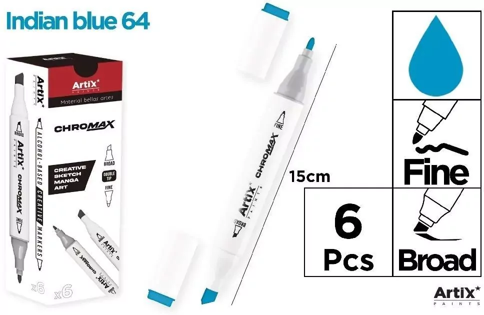 Marker Chromax z 2 końcówk. indian blue 64 - tantis.pl