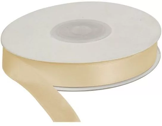 Wstążka satynowa dekoracyjna 12mm/25m kremowa - tantis.pl