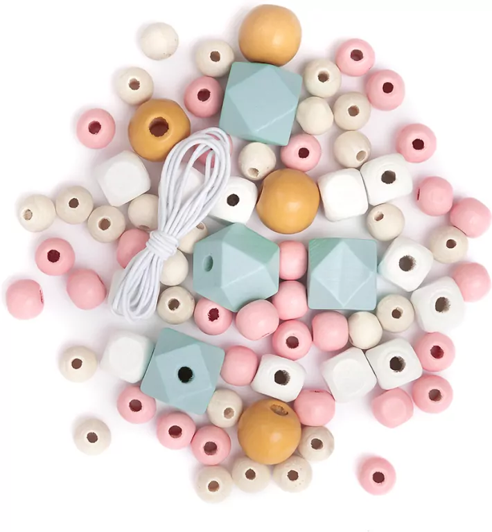 DpCraft. Koraliki drewniane pastel, 80 sztuk - tantis.pl