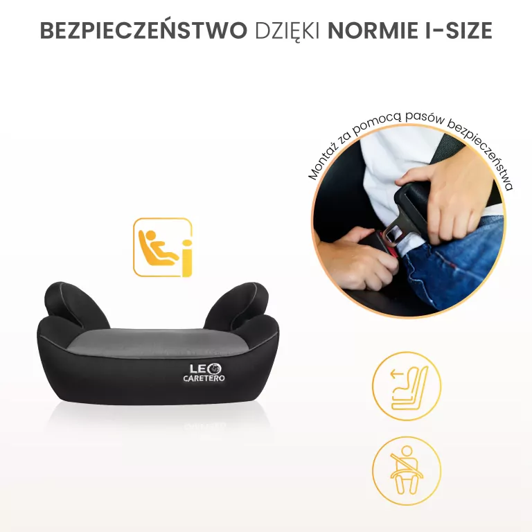 Caretero Fotelik Leo grafitowy (125-150cm) - tantis.pl