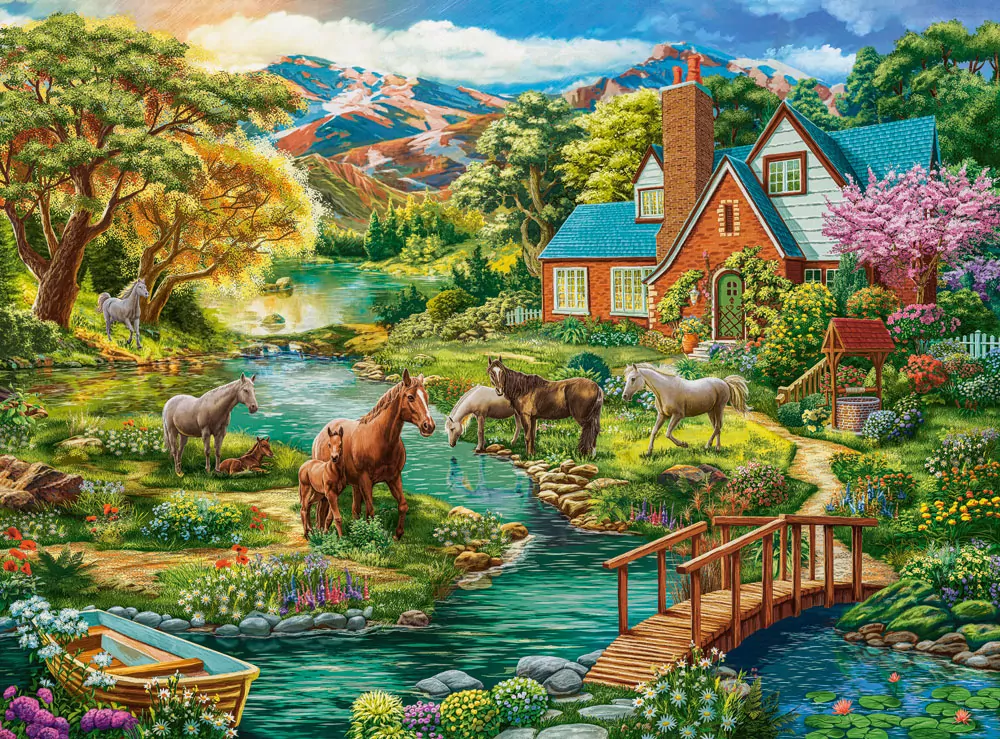 Castor. Puzzle 2000. Idyllic House with Horses - tantis.pl