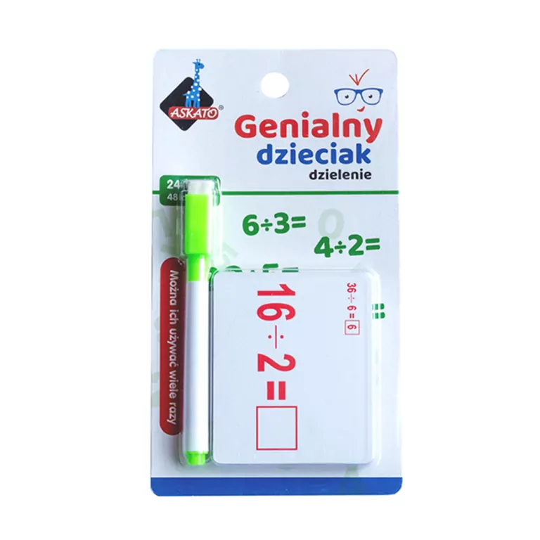 Fiszki matematyczne dzielenie. Genialny dzieciak - tantis.pl