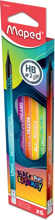 Maped. Ołówek z gumką Energy HB, 6 sztuk - tantis.pl