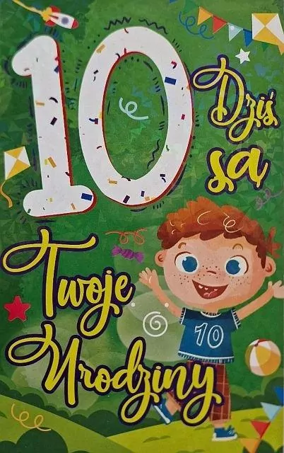 Karnet. Urodziny 10 chłopiec - tantis.pl