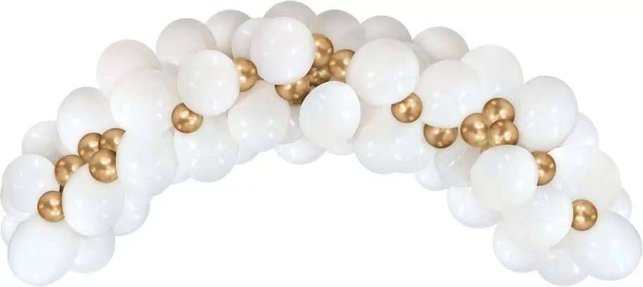 Girlanda balonowa. Biało-złota - tantis.pl