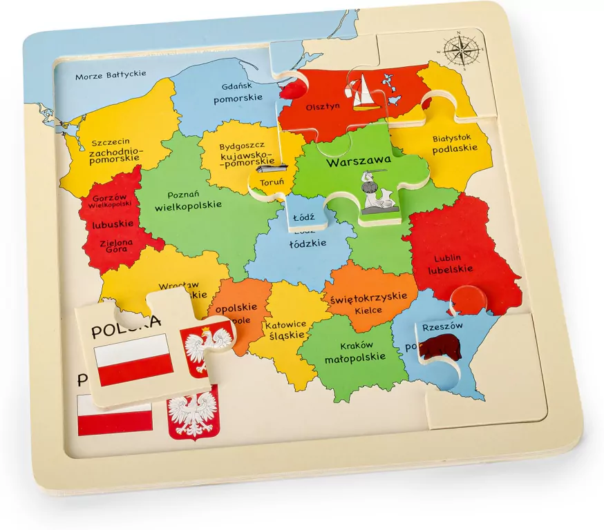 Puzzle Mapa drewniane 25x25cm - tantis.pl