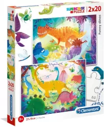 Clementoni. Puzzle 2w1. Funny Dinos. Śmieszne dinozaury