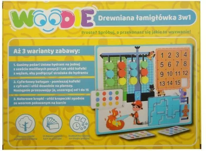 Drewniana łamigłówka 3w1 Woodie - tantis.pl