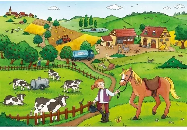 Ravensburger. Puzzle 2x12. Praca na farmie - tantis.pl