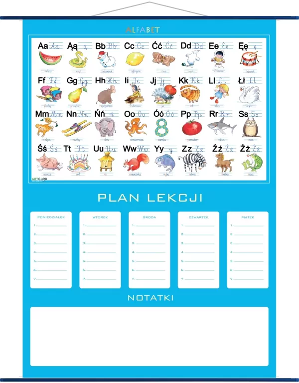 Plan lekcji - alfabet, plansza edukacyjna - tantis.pl