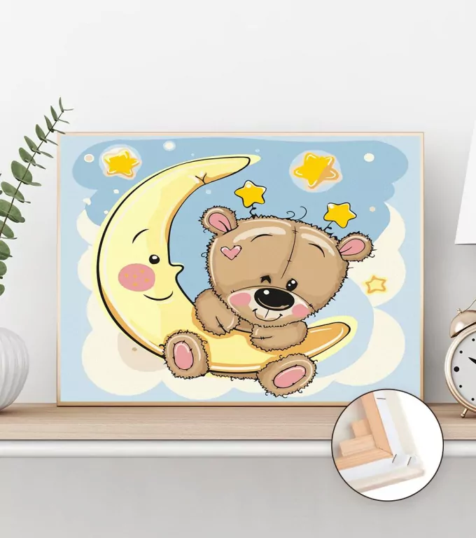 Malowanie po numerach. Miś w ramionach snu 40x50 - tantis.pl